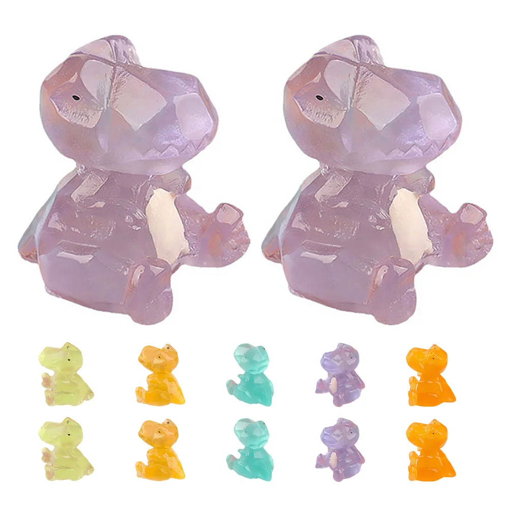12 Uds. Mini dinosaurio luminoso que brilla en la oscuridad, decoraciones de resina para el hogar, jardín, Mini decoraciones luminosas de escena de dinosaurio