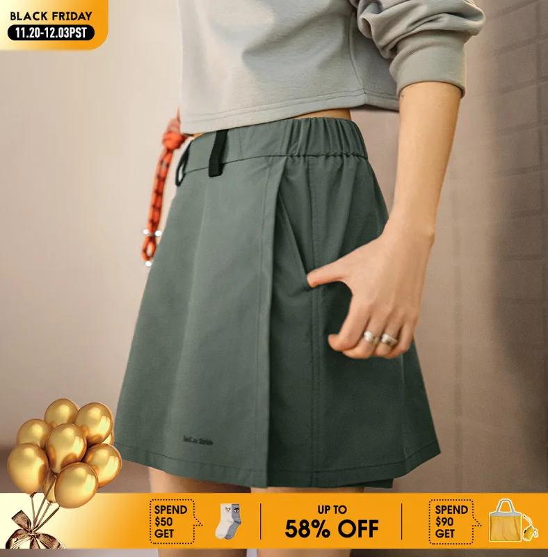 

Maden New Outdoor A-Line Skort Shorts Women's Summer Lightweight Hiking Elastic Waist Pant Skirt Casual Versatile Green Bottoms