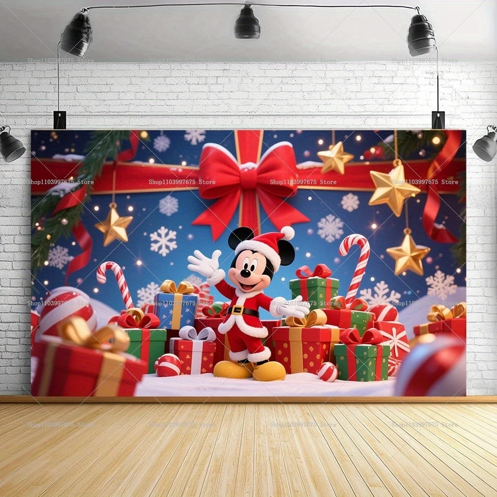 عيد الميلاد ميكي ميني خلفية عيد الميلاد الأطفال حفلة عيد ميلاد ديكور التصوير خلفية استحمام الطفل راية كابينة تصوير الدعائم