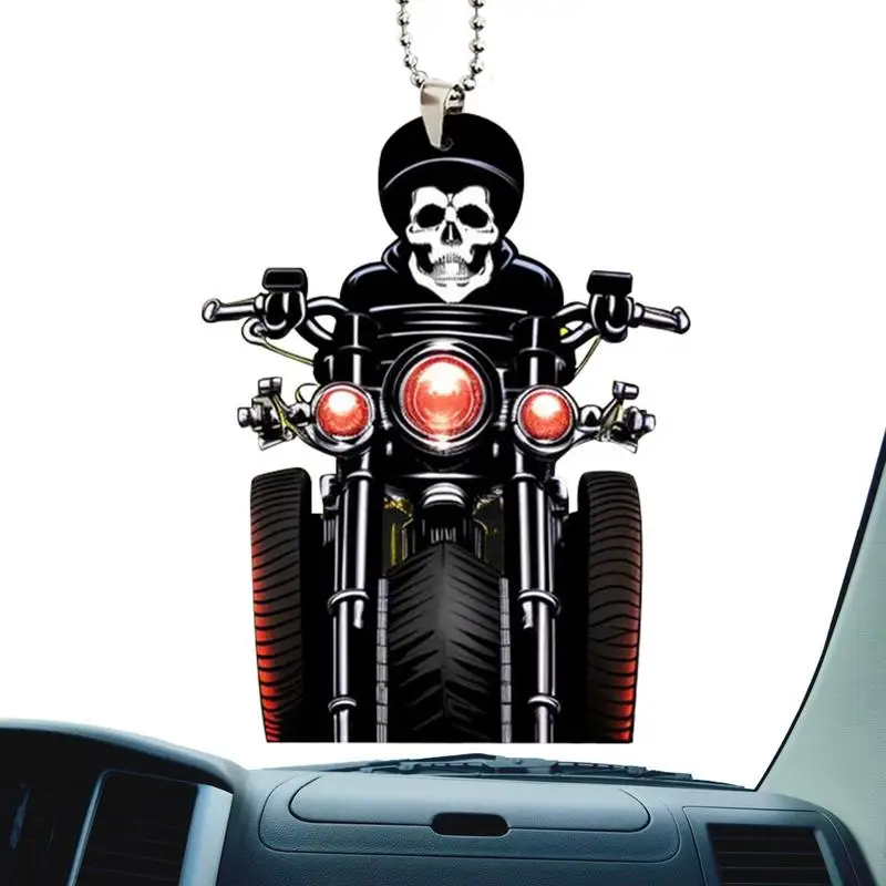 Rearview Mirror Skeleton Pendant Quirky Skeleton Ride Motorcycle Car Pendant Lanyard-Attached Seasonal Decors For Backpack