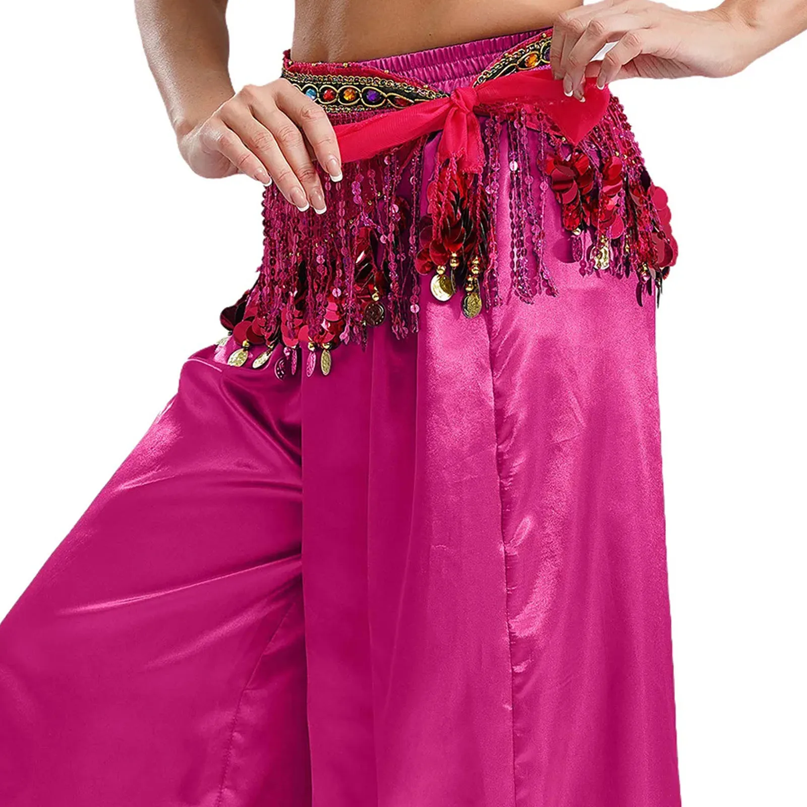 India Arab Dancer Skirt Women Sexy Belly Dance Hip Scarf Wrap Belt Dancer Skirt Bellydance Show Sequins Tassels Costumes