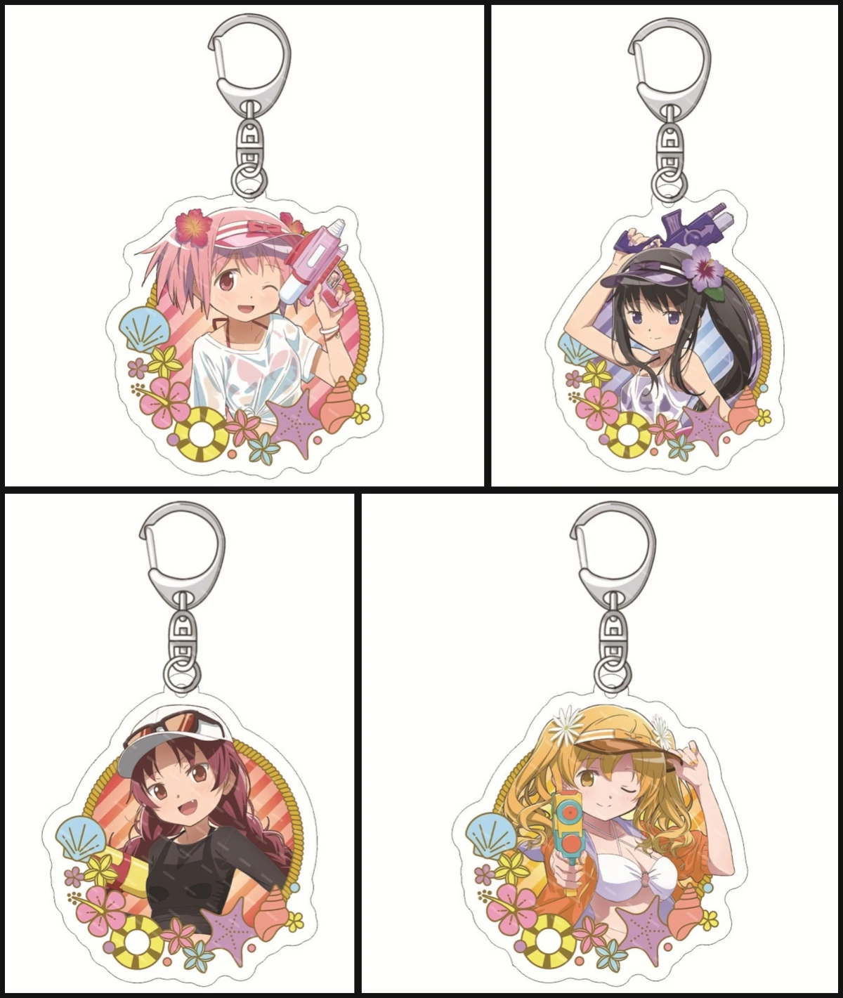 6cm Q Version Anime Keychain Puella Magi Madoka Magica Kaname Madoka Acrylic Keyring strap Figure Hanging Accessories Fans Gifts