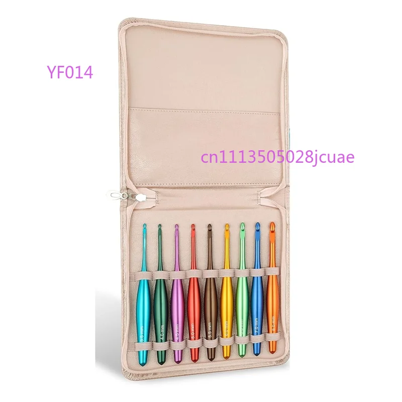 9Pcs Hand Polished Aluminum Crochet Hooks Ergonomic Streamline Crochet Needles 3.5mm-8mm for Arthritis Hands