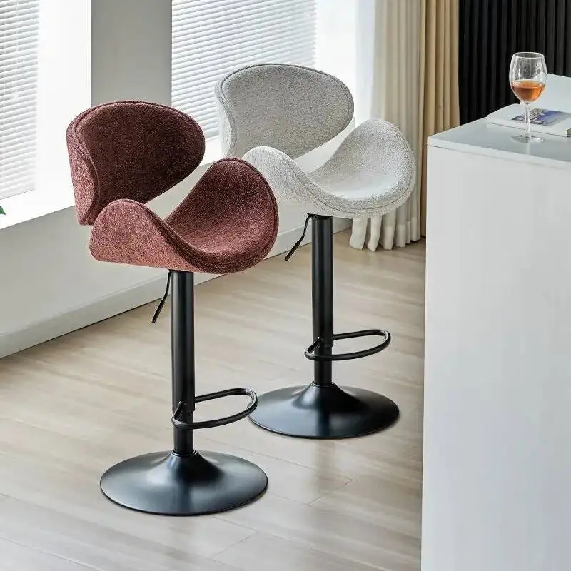 Nordic Home Backrest Swivel Chair Modern Simple Light Luxury High Stool Bar Chairs Lift Solid Wood Comfortable Bar Chairs