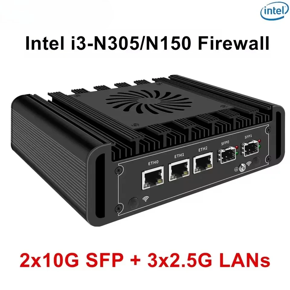 

BKHD Solid Mini PC 2x10G SFP+ 3x2.5G LANs Intel i3 N305 N150 N100 Брандмауэр Компьютер DDR5 Server Host Proxmox pfSense OPNsense