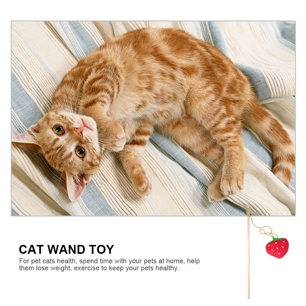 

Strawberry Cat Teaser Playing Stick Pet Accessory Plaything Teasing Rod Funny Interesting