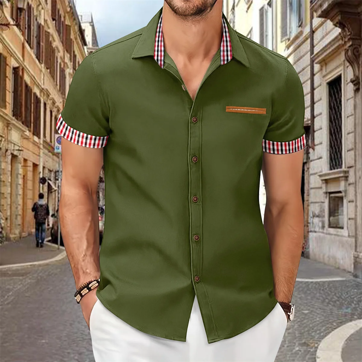 Tiki Summer Men's Shirt Business Movement Simple High Quality Cardigan Button Pocket Short Sleeve Shirt Flash Sale