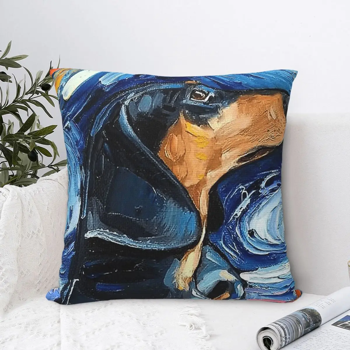 Dachshund Dog Starry Night Pillowcase Polyester Cushion Cover Decorative Wiener Sausage Doxie Pillow Case Cover Home