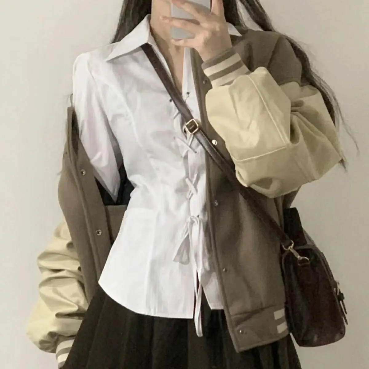 Shirts Women French Style Spring Slim Inside Retro Solid Student Preppy Schoolgirl Mujer Sweet Ladies All-match Basic Clothing