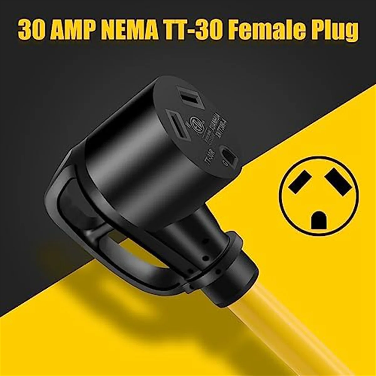 30 Amp to 110V RV Adapter Cord, 30A to 15A NEMA 5-15P Male to TT-30R Female Power Supply for RV Trailer Camper US Plug