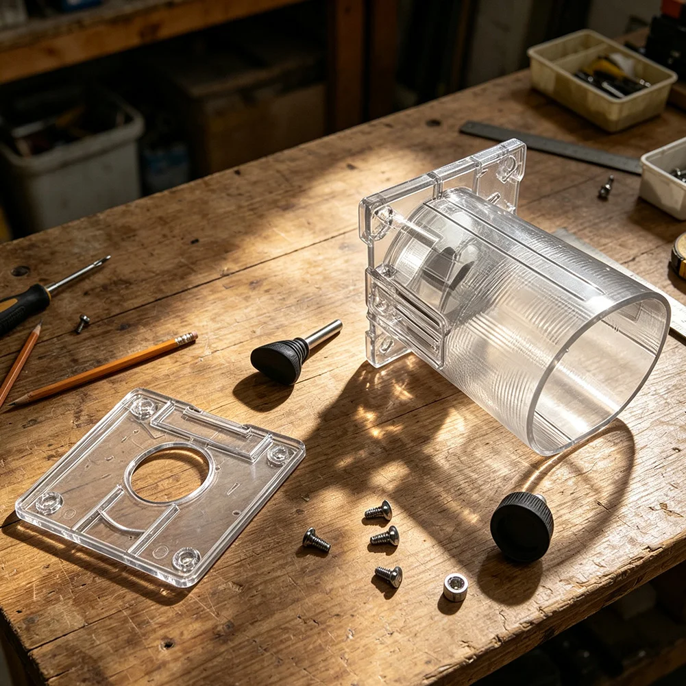 Transparent Base Kit For M3700B Router Trim Tool With Clear Cover And Mounting Hardware For Precision Woodworking