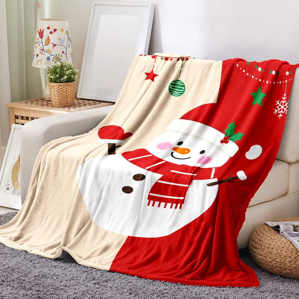 1PC Christmas Snowman Print Blanket — Made of soft, fluffy flannel, perfect for a sofa, bed, or lounge chair. Ideal for Christma