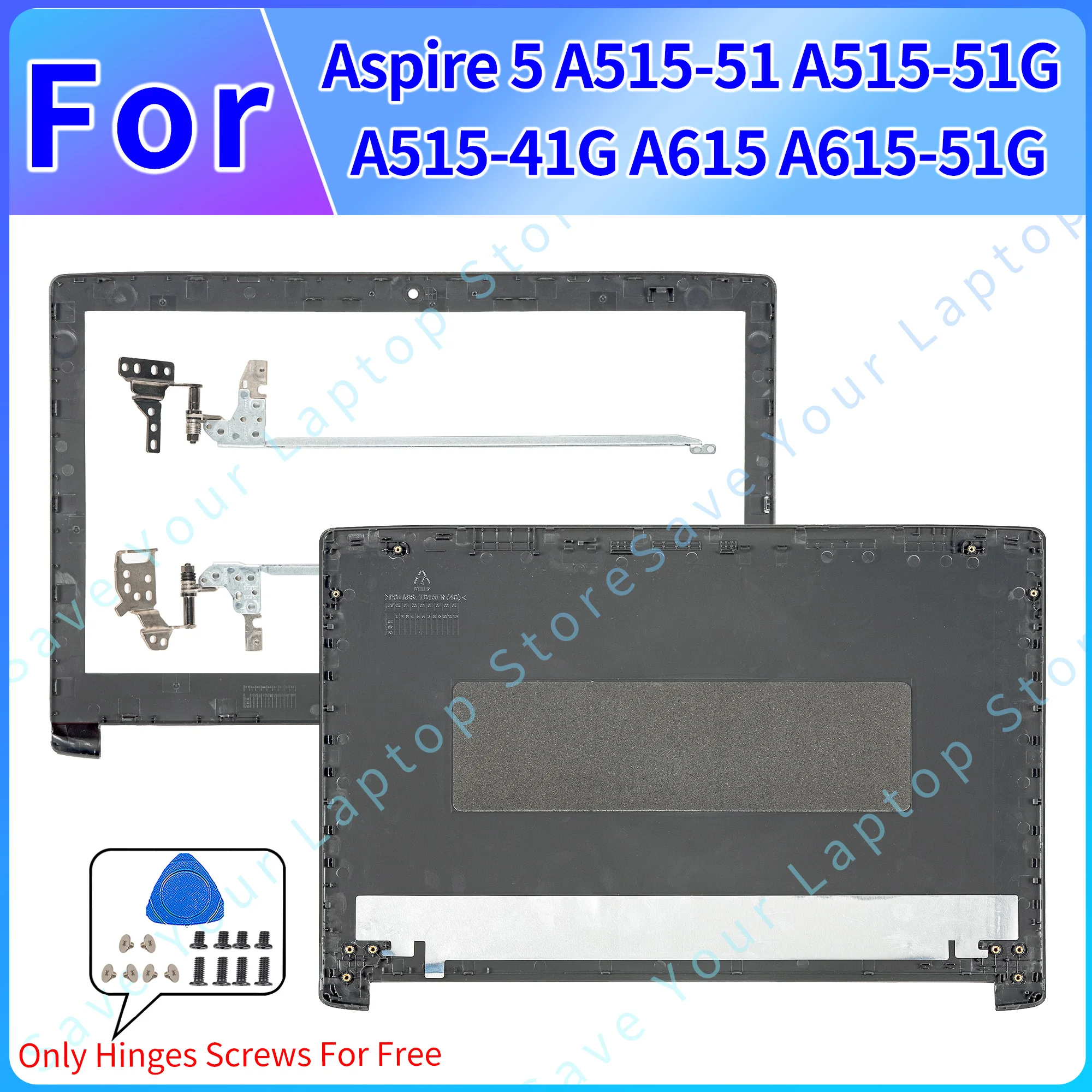 New Laptop Replace Covers For Acer Aspire 5 A515-51 A515-51G A515-41G A615 A615-51G LCD Back Cover Front Bezel Hinges Top Cases