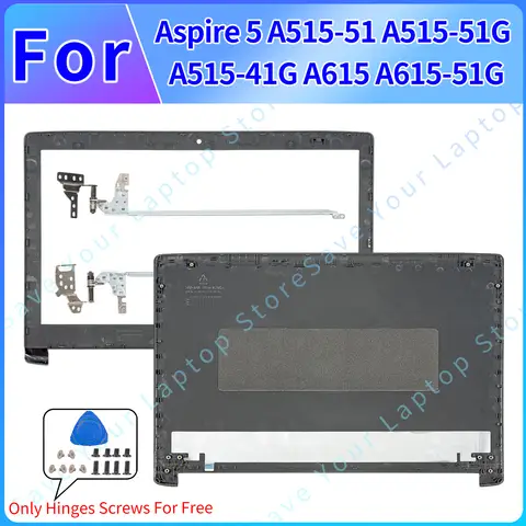Aspire 5 A515-51 A515-51G A515-41G A615 A615-51G LCD 뒷면 덮개 전면 베젤 경첩 상단 케이스 용 새 노트북 교체 커버