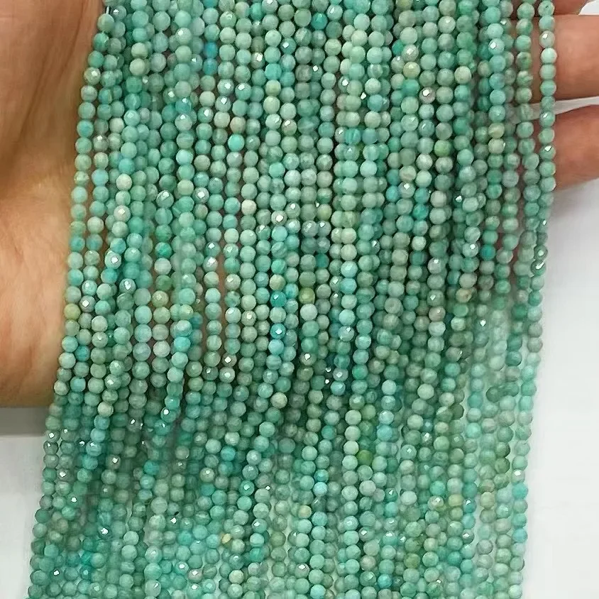 Natural Amazonite Stone Facted Round Loose Beads Jewelry Making DIY Bracelet Necklace38cm Accessories Manufacturer Wholesale