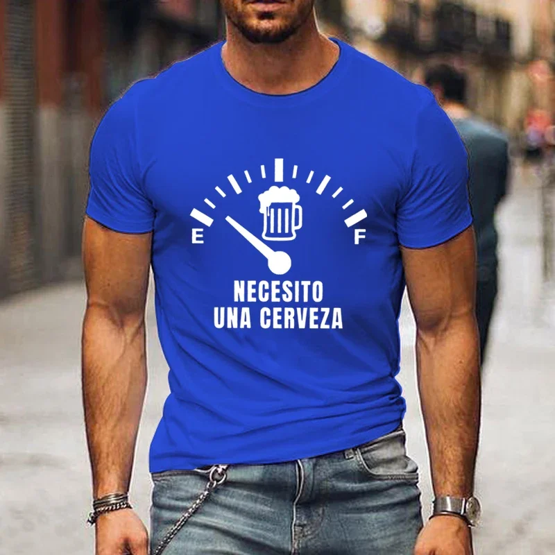 Necesito Una Cerveza Beer Shirt T Shirt Tshirts Men Spanish Beer Photographic Prints Funny New Summer Mans T-shirt Crew NeckTop