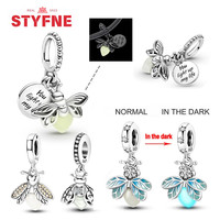 S925 Sterling Silver Glow-in-the-dark Firefly Charms bead Pendant for Original Charms Bracelet jewelry Beads for Women Diy gifts