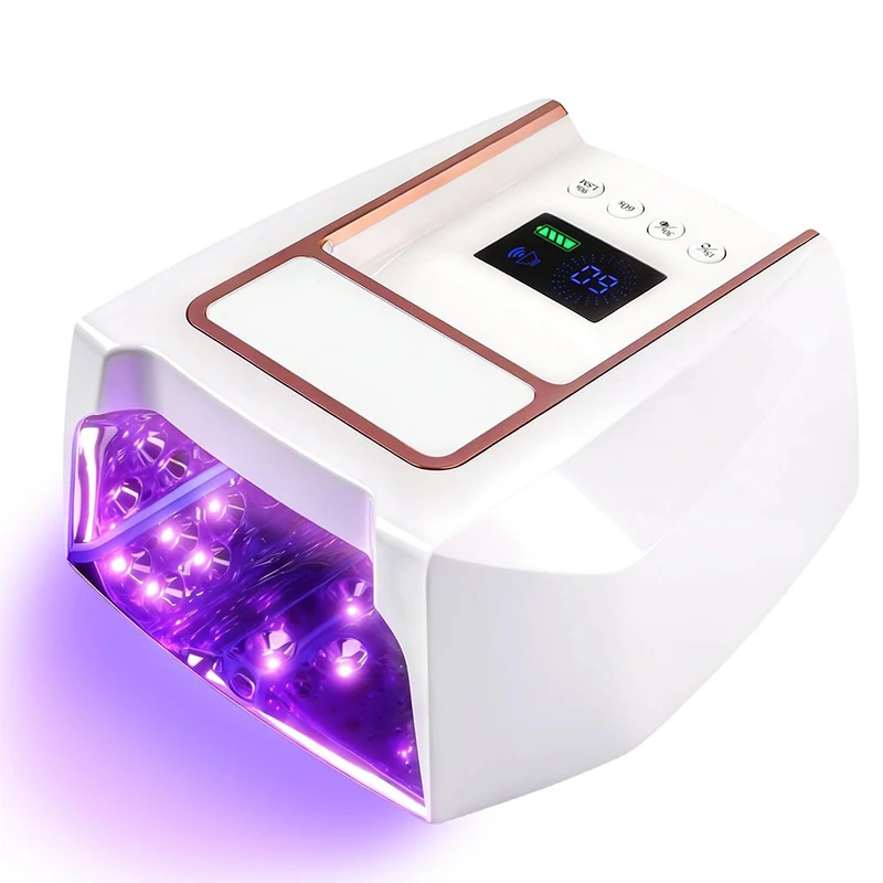 Woobela 126W Rechargeable Nail Lamp with Handle Wireless Gel Polish Dryer Manicure Machine Cordless Nail UV LED Lamp