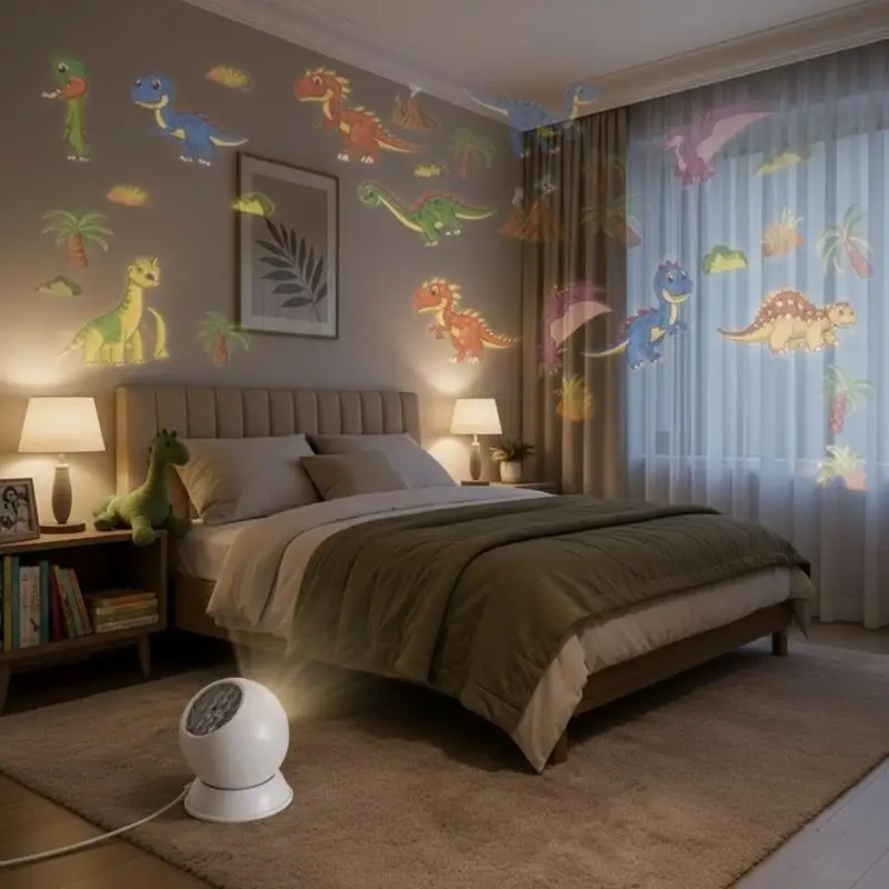 Hoyytu Dinosaur 360° Rotating Projection Lamp Dynamic LED Night Light for Bedroom Living Room Home Decor