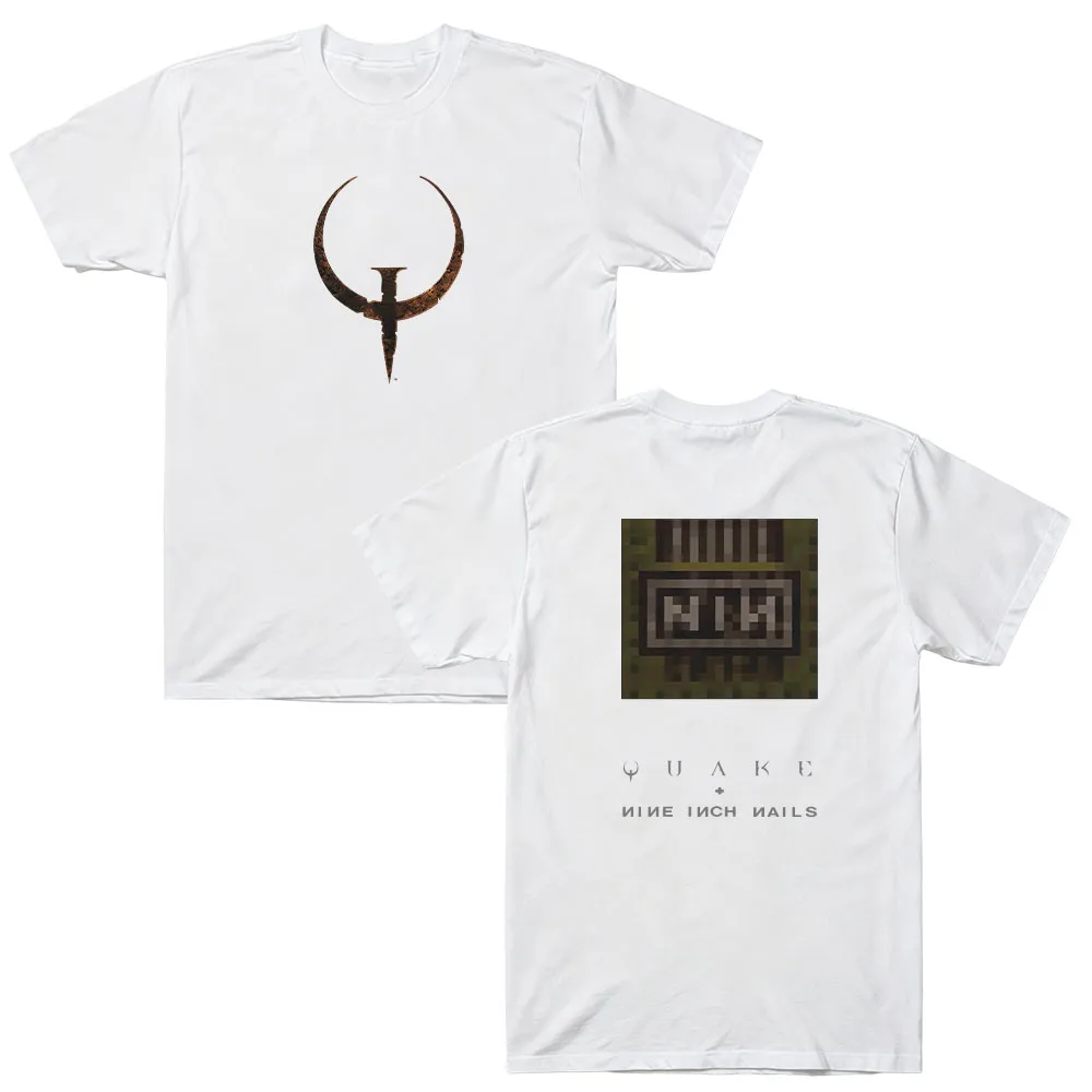 Quake + Nin 30Th Tee Nine Inch Nails T-Shirt Men Women Vintage Metal Rock Band Graphic Tee Cotton Summer Streetwear oversize Top