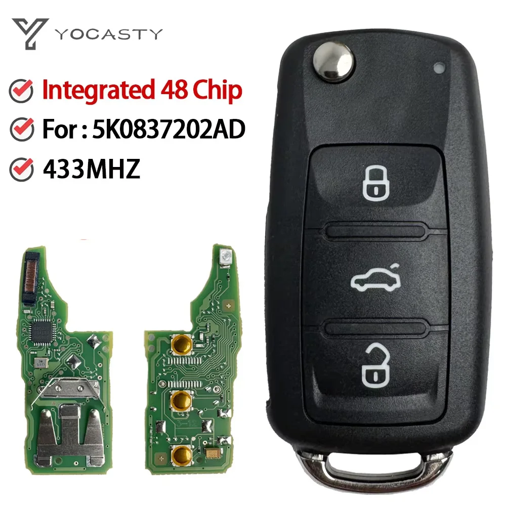 

YOCASTY 5K0837202AD OEM PCB Integrated 48 Chip for VW GOLF PASSAT Tiguan Polo Jetta Beetle Skoda Seat Flip Remote Car Key