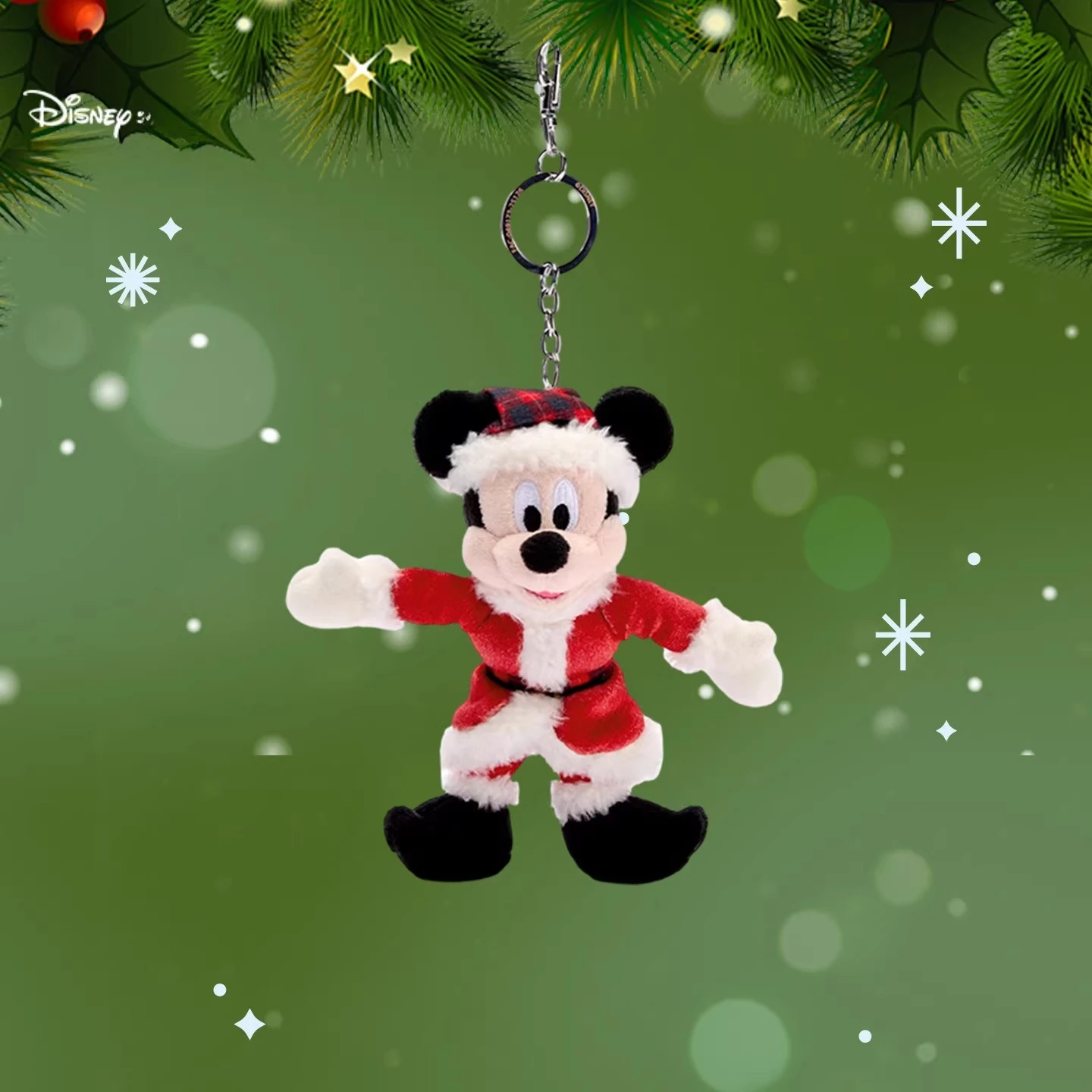 

Disney Christmas Mickey Mouse Plush Keychain - Cute Holiday Gift, Xmas Stocking Stuffer, Party Favors, Bag & Backpack Charm