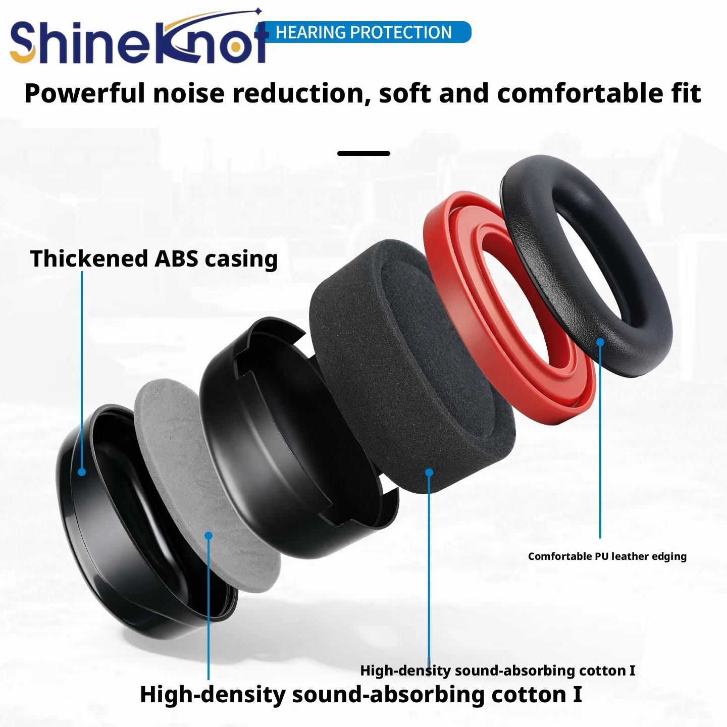 SHINEKNOT Protective Earmuffs Safety Helmet Type Soundproof Earmuffs Construction Site Noise Proof Earmuffs