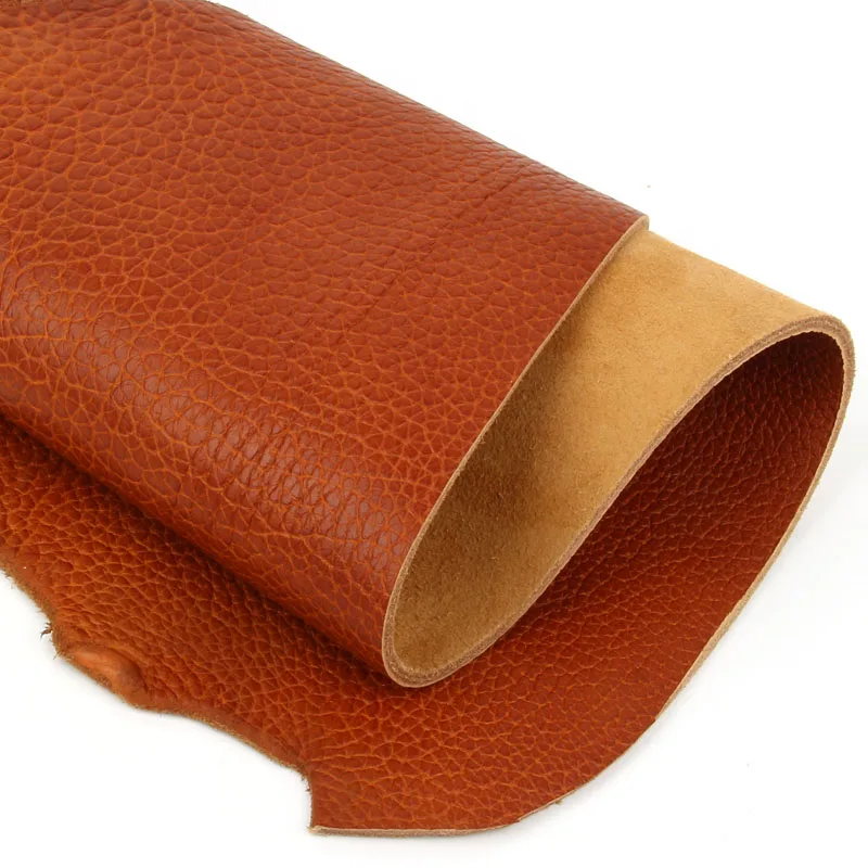 Thick Cowhide Material Top Layer, Red and Brown Leather Fabric, Table Mat, Sofa Mattress, Yellow and Brown, 4.0mm