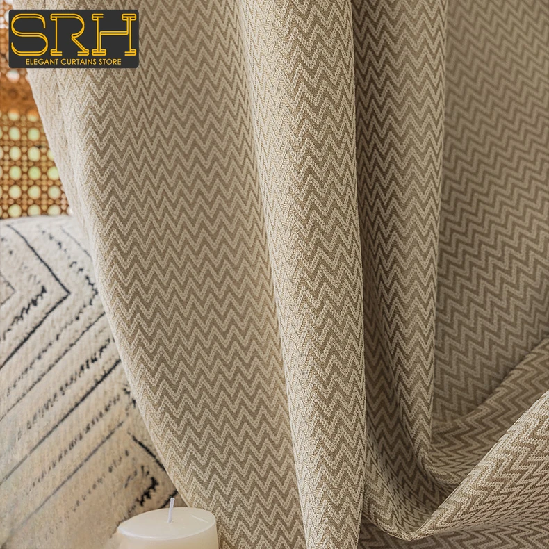 

Simple Modern Milk Tea Color Thickened Chenille Curtains for Bedroom Living Room Light Luxury Blackout Jacquard Cloth New Custom