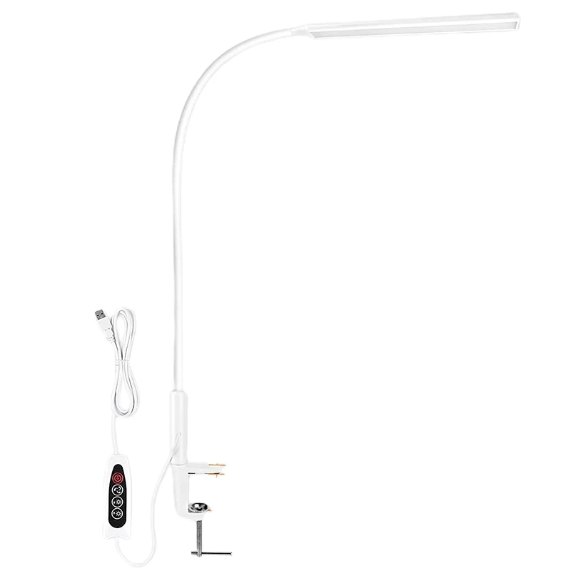 

LED Desk Lamp, Swing Arm Table Lamp with Clamp, Flexible Gooseneck Task Lamp, Eye-Caring Architect Desk Light White