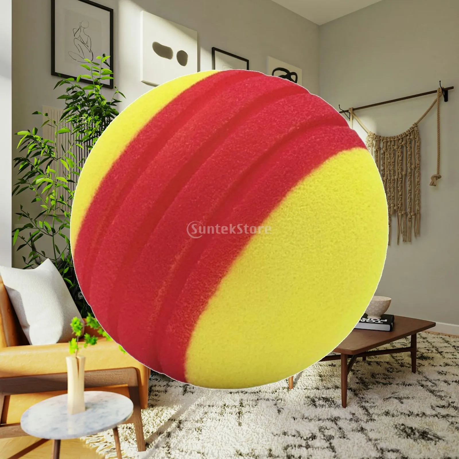 Quiet Indoor Pickleball Spherical Sports Ball Bright Yellow Red Accents for Casual Matches and Structured Practice Sessions