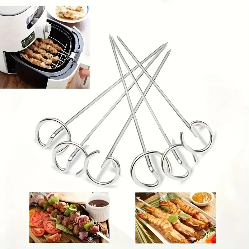  10pcs Air Fryer Oven, Vertical Grill, Skewer Grill, Universal Accessories, Food Grade 304 Stainless Steel Special Baking Needle 