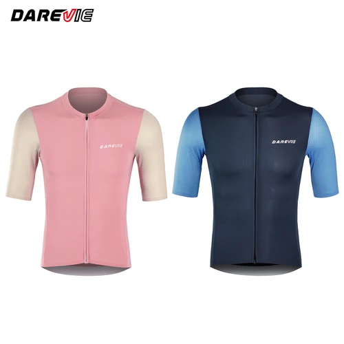 DAREVIE Maillot de ciclismo para hombre SPF 50+, camiseta de ciclismo de nivel de entrenamiento para hombre, ropa de ciclismo suave y ligera antideslizante de secado rápido
