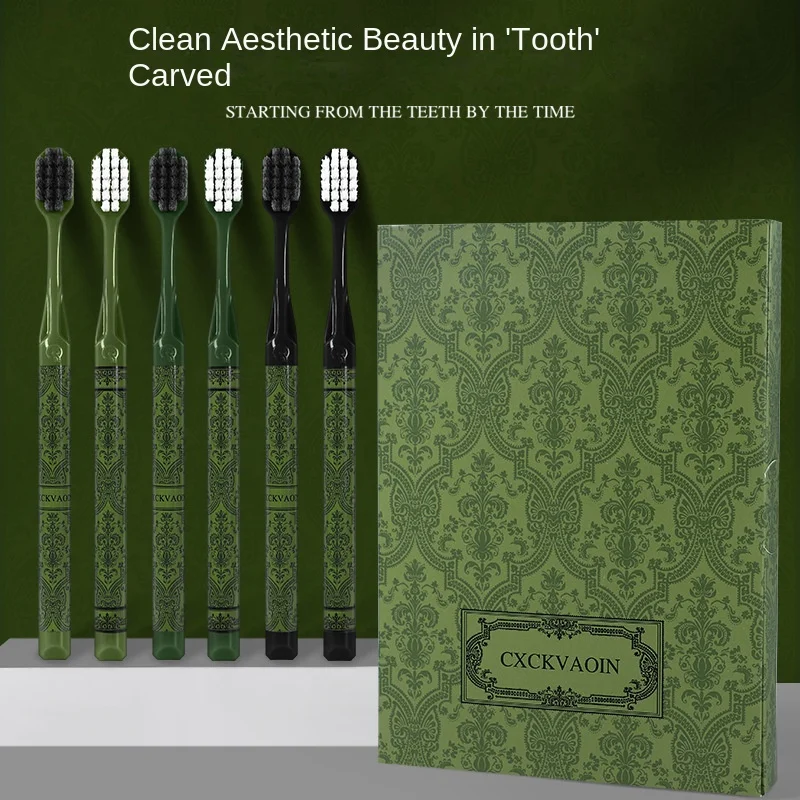 6 PC New Forest Series Soft Adult Toothbrush Gift Box With Wide Head Family Set Light Luxury High-end Toothbrush Teeth Cleaning