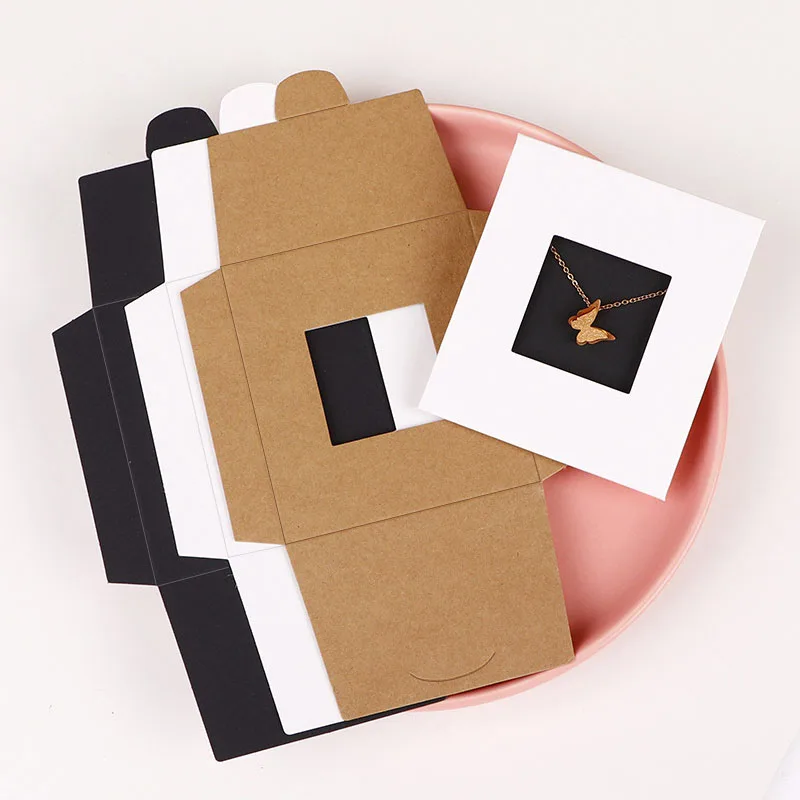 50pcs 85x95mm Envelope Bag Card Boxes Sugar Box Candy Earring Necklace Accessories 250g Kraft Paper Celebration Party Gift