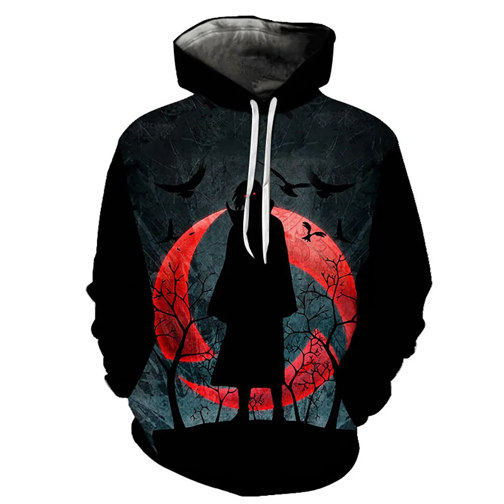 New Hot Naruto Anime Cartoon Cosplay Akatsuki Uchiha Itachi Adult Children Full-Size Sweatshirt 3D Printed Hooded Sweater Coat