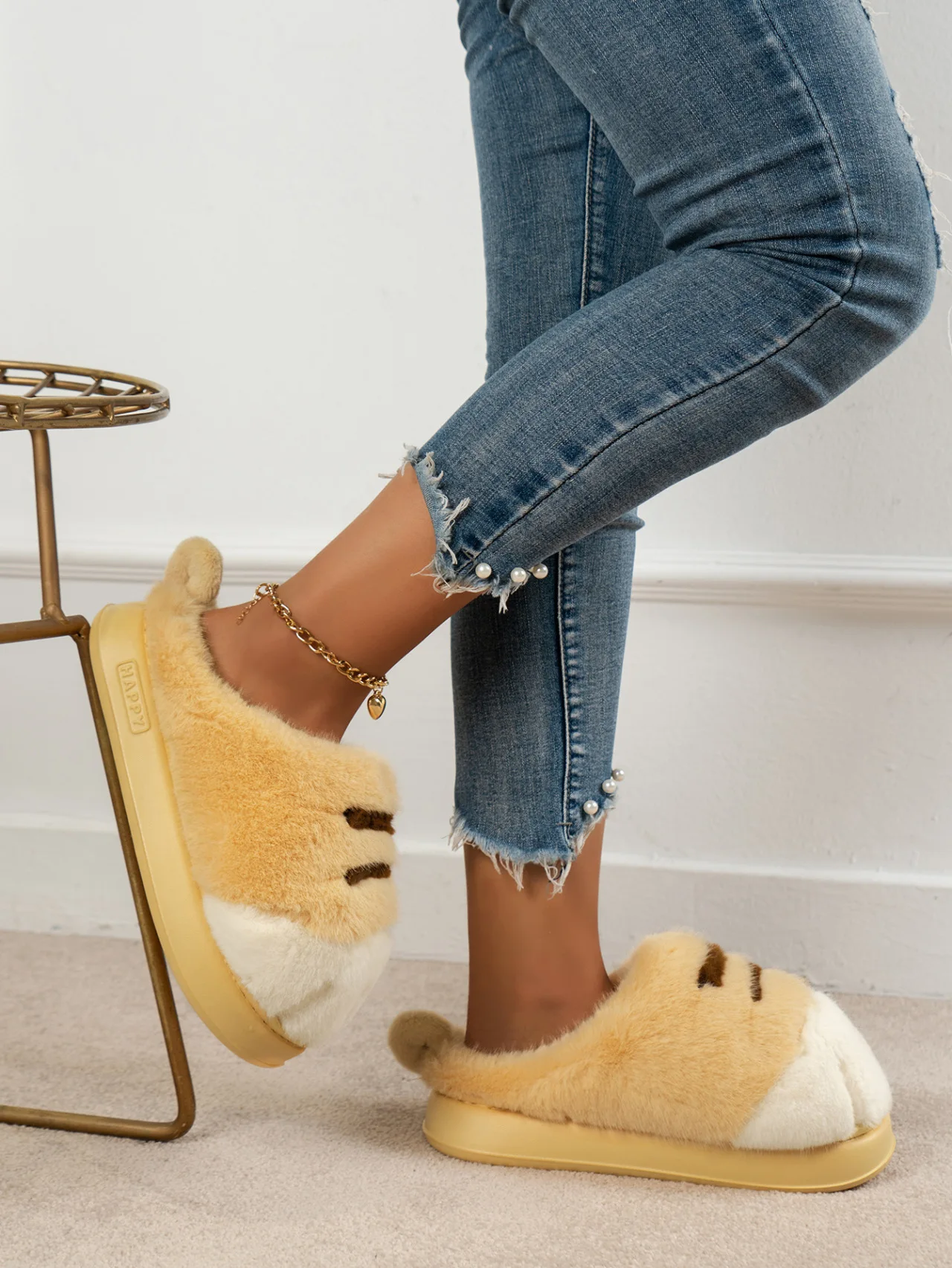 Neue Flauschige Katzenpfoten-Hausschuhe für Damen, Warme Winter-Pantoffeln, Lustige Flauschige Tierpfoten-Innenschuhe – Detail 11