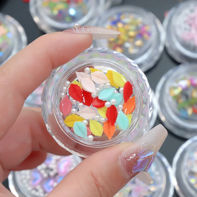 1 scatola Nail Art perle farfalla resina pietre gemme Multi-stili Sparkle Nail Designs Charms Manicure fai da te 3D decalcomanie artigianato