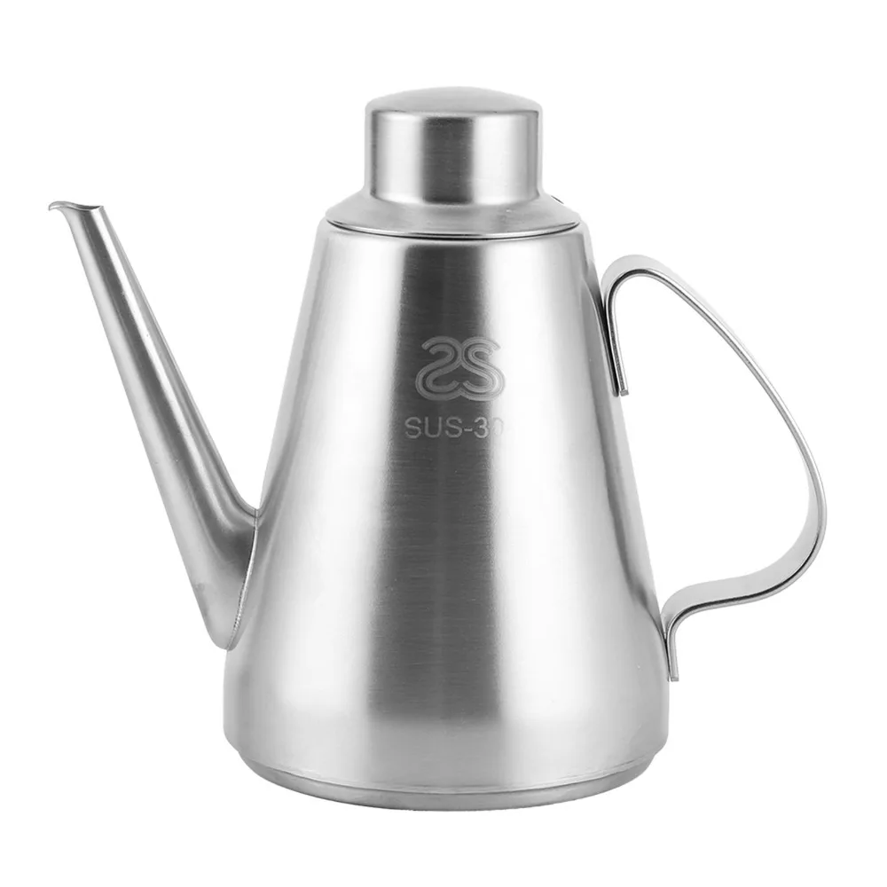 Practical 304 Stainless Steel Oil Dispenser Bottle Anti-Drip Spout 500ml/700ml Olive Oil Bottle Vinegar Cruet Home Cooking Use