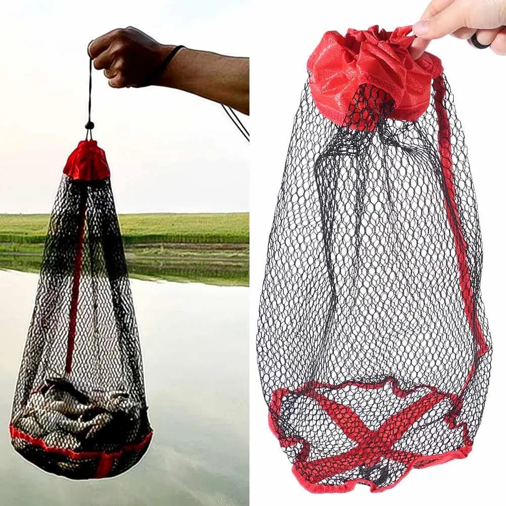 

Drawstring Fishing Mesh Bag Fishing Basket Bundle Mouth Live Fish Net Pocket Fish Protection Thickening Fishing Net Cage
