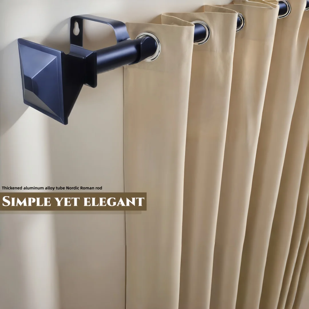 

A Set Of Matte Black Curtain Rods for Windows with Square Finials, Easy Install Decorative Drapery Rods for Bedroom Living Room