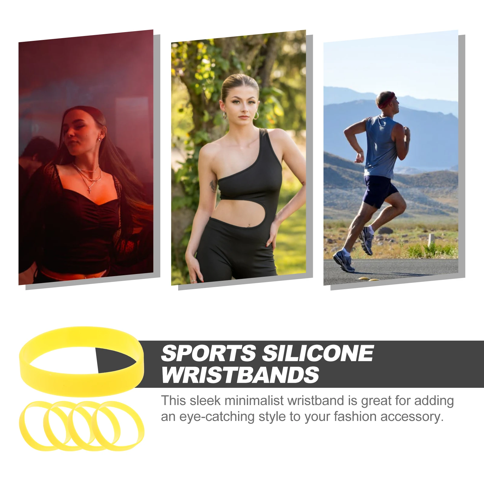 

5Pcs Stretch Wrist Bands Portable Lightweight Decorative Sports Bracelet for Casual Party Daily Outfits Silicone Bracelet