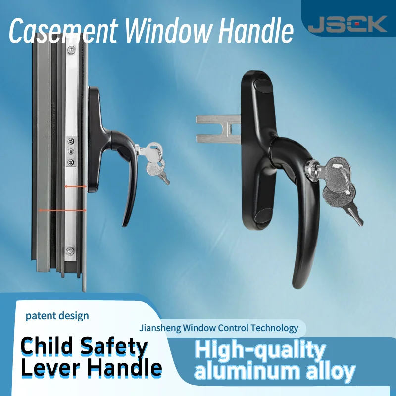 Replacement Door Window Handle, Key Lockable Security Lever Handle for Thermal Break Aluminum Casement Doors  U Fork Design