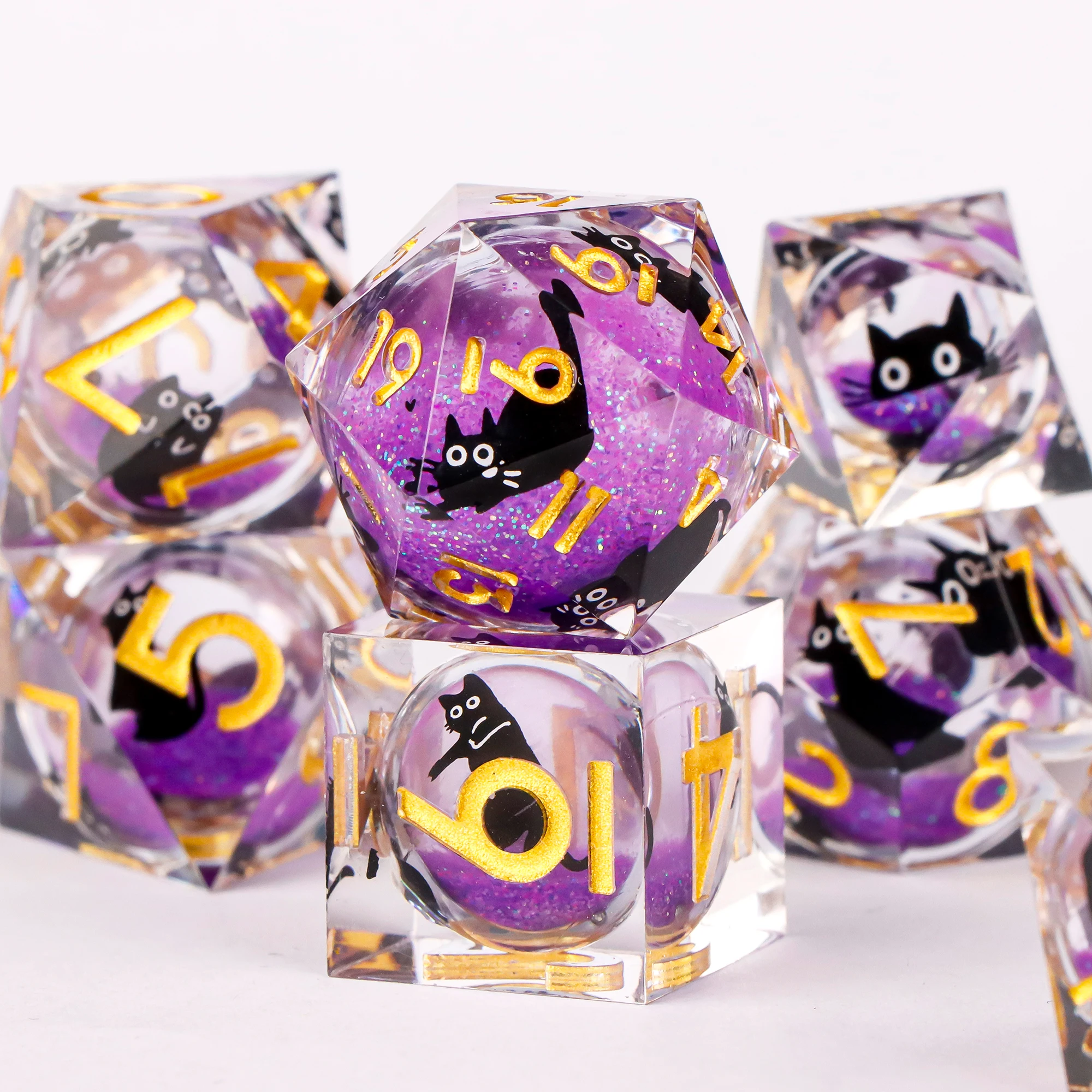 Blauwe hars D&D dobbelstenen set 7-delige polyhedrale dobbelstenen voor kerkers en draken, RPG dobbelstenen rollenspellen D4, D6, D8, D10, D12, D20