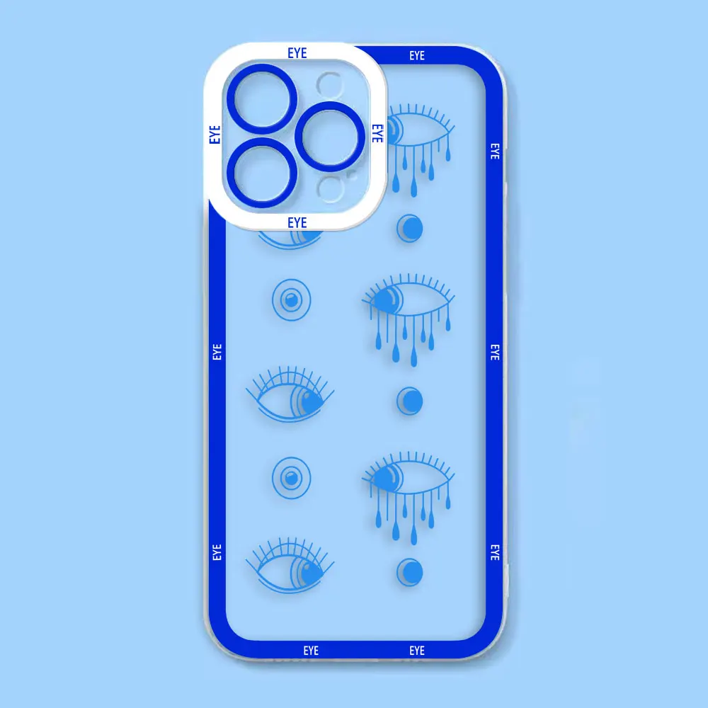 Fashion Lucky Eye Blue Evil Eye Print Clear Phone Case For Xiaomi Redmi Note 13 12 12S 11 11T 11S 10 9 10S 9S 9T 8 Max Plus Case