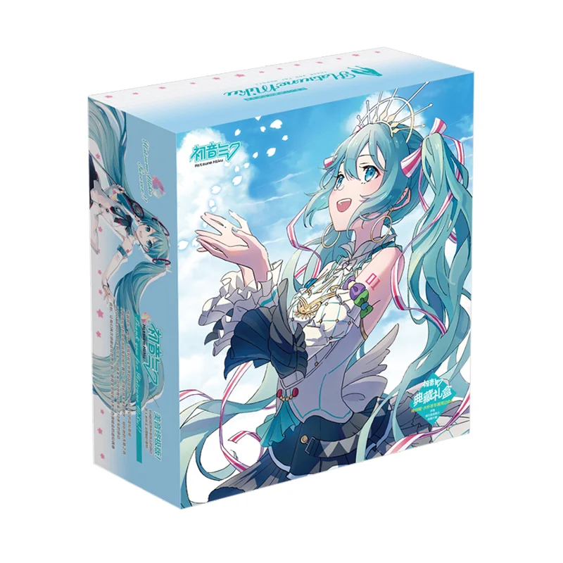 Caja del Tesoro de Anime Hatsune Miku, tarjeta postal, marcapáginas, póster HD, insignia, caja de regalo de dibujos animados, regalo de cumpleaños