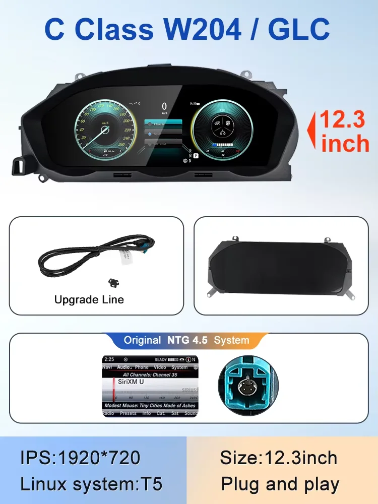 12.3 LCD Digital Dashboard Cluster For Mercedes Benz C W204 2011-2014 Years NTG 4.5 Auto Instrument Paneel Cockpit Speedme