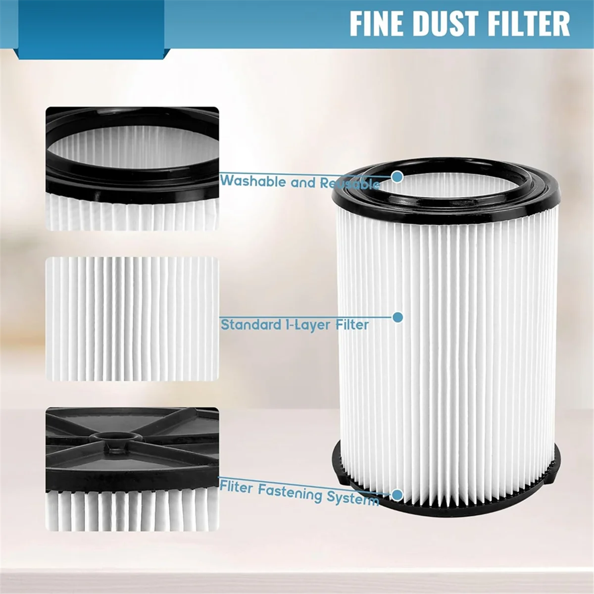 VF4000 Replacement Cartridge Filter for Ridged 72947 Wet Dry Vac 5 to 20-Gallon 6-9 Gal Husky,2 Pack