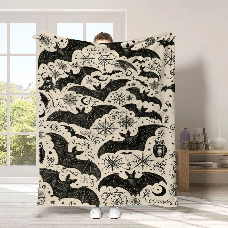 Scary Black Halloween Blanket Cover Holiday Gifts Ghosts Soft Universal Blanket Multifunctional Decorative Flannel Blankets