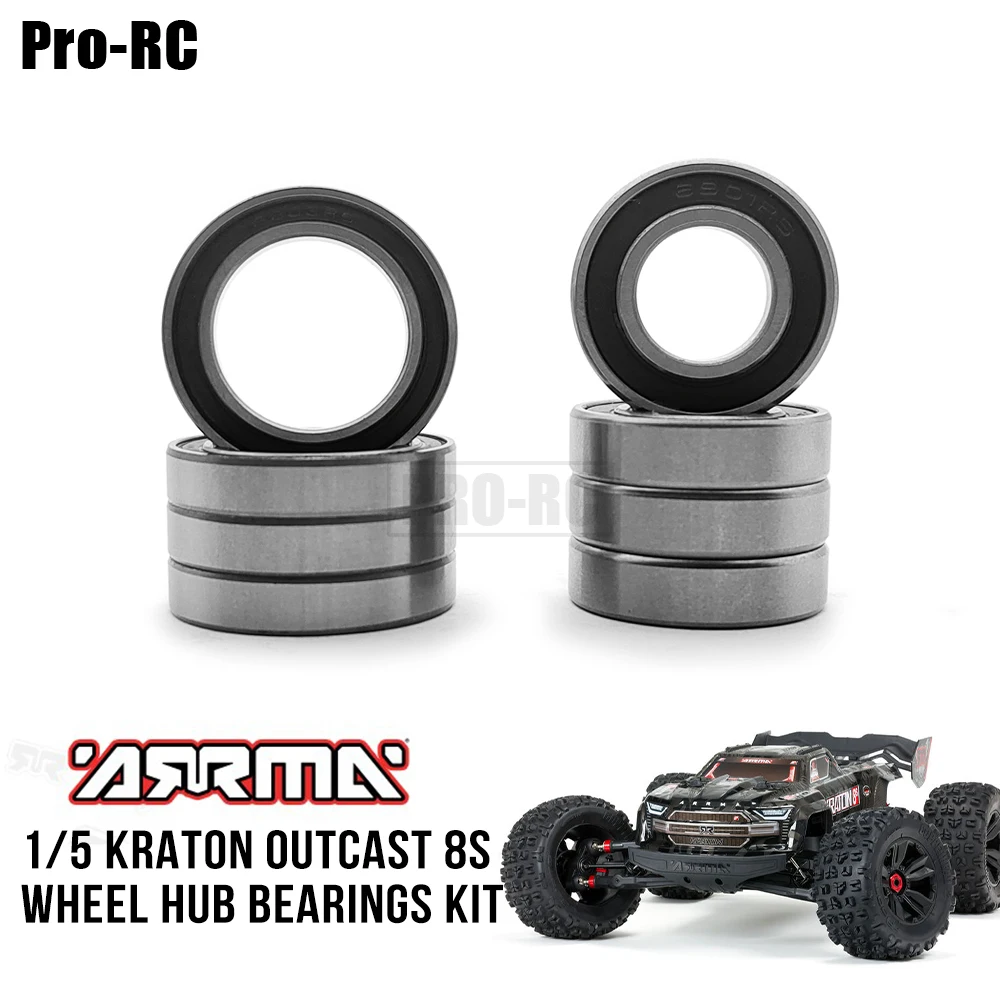 For Arrma 1/5 Kraton Outcast 8S Wheel Hub Bearings Kit (8 Pcs) ARA610048 ARA610049 Set Rc Car Parts